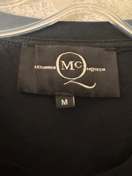 McQ Alexander McQueen Sheer Bow Mesh Overlay Ruffle Mixed Media Goth Shirt Top M - Picture 14 of 16